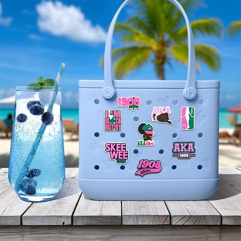 20Pcs Black Girl Charms for Bogg Bag Accessories Decoration for Simply Southern Totes Rubber Beach Tote Bag in Kuwait