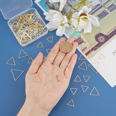 Olycraft 120pcs Open Bendant Pendant Charm Hollow Frame Flanks Blanks Triangle Carring Charms Triangle Brass Rings Open Open Morning Making Diy Jewelry UV Resin in Saudi Arabia