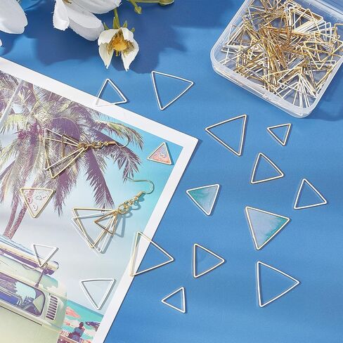 Olycraft 120pcs Open Bendant Pendant Charm Hollow Frame Flanks Blanks Triangle Carring Charms Triangle Brass Rings Open Open Morning Making Diy Jewelry UV Resin in Saudi Arabia