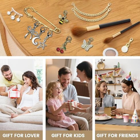 80 PCS Junk Socks Charms Kit ، Pearl Rhinestone Gold Bling Brooch Pins Costom Sock Charms Kit مع أقواس دبابيس الأمان ، وملحقات DIY لتزيين وتخصيص ملابس القبعة (مجموعة واحدة) in Saudi Arabia