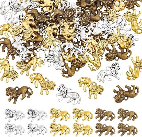 AHANDMaker 3 Colors Lion Animal Charms Presants 60pcs Tibetan Style Lion Charms Western Western Cowboy Cowgirl Darm in Saudi Arabia