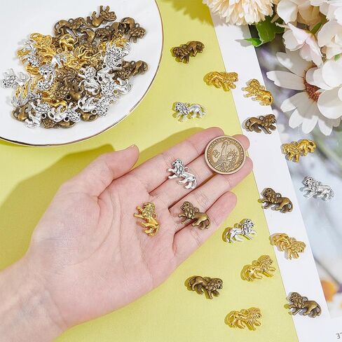 AHANDMaker 3 Colors Lion Animal Charms Presants 60pcs Tibetan Style Lion Charms Western Western Cowboy Cowgirl Darm in Saudi Arabia