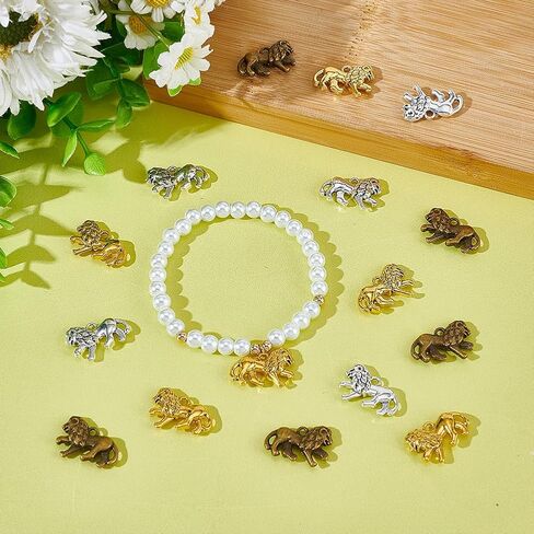 AHANDMaker 3 Colors Lion Animal Charms Presants 60pcs Tibetan Style Lion Charms Western Western Cowboy Cowgirl Darm in Saudi Arabia