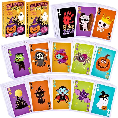 1 Deck 6 In1 Halloween Kids Card Games Go Fish Old Maid Slap Jack for Ages 4 and up Boys Girls Family Board Game Night Basket Stuffers Party Favor Gift Classroom Activity Supply 2-6 Players in Saudi Arabia