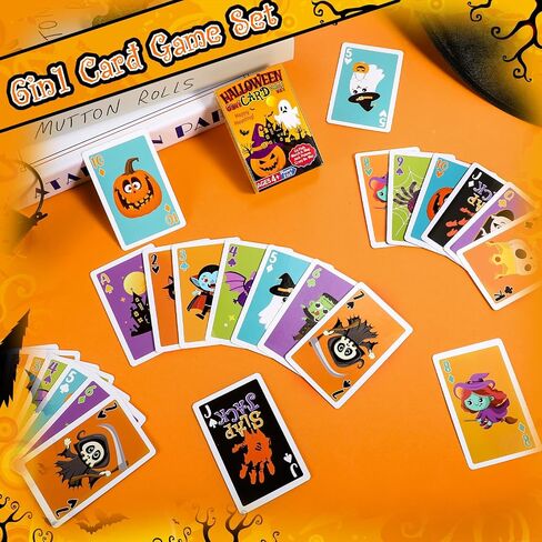 1 Deck 6 In1 Halloween Kids Card Games Go Fish Old Maid Slap Jack for Ages 4 and up Boys Girls Family Board Game Night Basket Stuffers Party Favor Gift Classroom Activity Supply 2-6 Players in Saudi Arabia