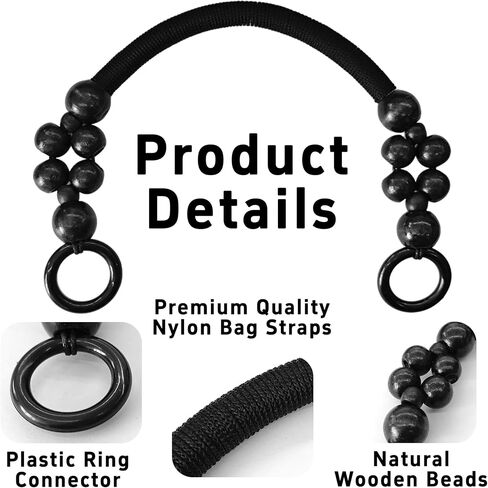 pson 4Pcs 18.1 Inch Wooden Beaded Bag Handles, Nylon Rope Purse Straps for DIY Crochet Bag, Beach Bag, Straw Bag, Handbag Making Supplies(Coffee) in Saudi Arabia