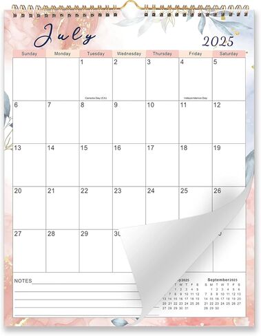 تقويم الحائط 2025-2026 ، التقويم المربوطة لولبية 18 شهرًا ، 14 "X11" تقويم الحائط من يوليو 2025 إلى ديسمبر 2026 ، مخطط شهري أكاديمي مع ورقة سميكة للتخطيط المنزلي والتنظيم in Kuwait