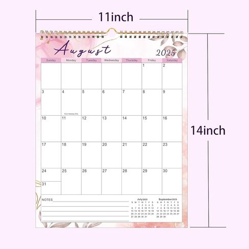 تقويم الحائط 2025-2026 ، التقويم المربوطة لولبية 18 شهرًا ، 14 "X11" تقويم الحائط من يوليو 2025 إلى ديسمبر 2026 ، مخطط شهري أكاديمي مع ورقة سميكة للتخطيط المنزلي والتنظيم in Kuwait