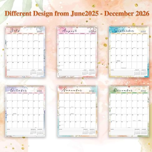 تقويم الحائط 2025-2026 ، التقويم المربوطة لولبية 18 شهرًا ، 14 "X11" تقويم الحائط من يوليو 2025 إلى ديسمبر 2026 ، مخطط شهري أكاديمي مع ورقة سميكة للتخطيط المنزلي والتنظيم in Kuwait