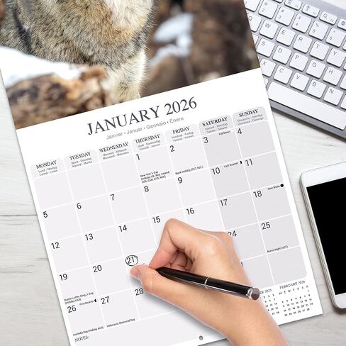 Wolves Calendar 2026 | 12 Month Wall Calendar | Avonside Publishing | Plastic Free Packaging in Saudi Arabia