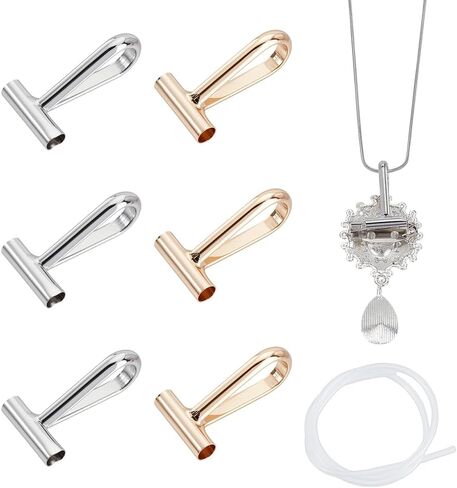 UNICRAFTALE 6Pcs 2 Colors Pin to Pendant Converters 15mm Metal Brooch Converters Convert Pin to Necklace Brooch Pendant Converters with 30-50Cm Silicone Tube for Necklace Jewelry Making Crafts in Saudi Arabia