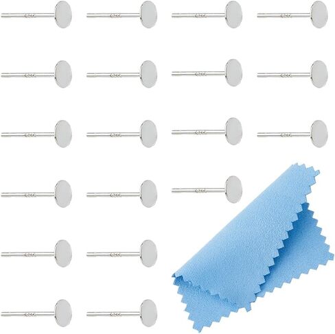Dicosmetic 20pcs 925 Sterling Silver Earrings Posts Pad Flad Pad Staring Studs 4mm Silver Enring Pads Planks Planks Pin with Complision and Ear Cons For Making Jewelry ، pin: 0.8mm: in Saudi Arabia