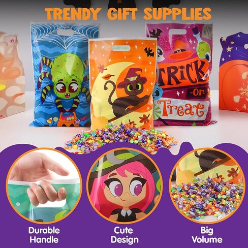 Joyin 72 PCS Halloween Goodie حقائب ، أكياس حلوى بلاستيكية في 6 تصاميم للأطفال وجبات خفيفة الحفلات ، خدعة أو حقيبة معالجة لوازم الحفلات ، وجوائز الوجبات الخفيفة. in Saudi Arabia