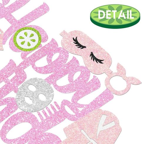 Spa Birthday Cake Decoration Spa Themed Cake Topper Makeup Party Decorations Glitter Pink Spa Day Mask Cake Picks for Makeover Slumber Sleepover Birthday Party Supplies in Saudi Arabia