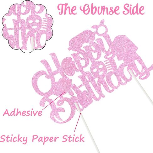 Spa Birthday Cake Decoration Spa Themed Cake Topper Makeup Party Decorations Glitter Pink Spa Day Mask Cake Picks for Makeover Slumber Sleepover Birthday Party Supplies in Saudi Arabia