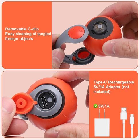 Dr. Fluffyyes ™ Interactive Cat Toy Ball-كرة قابلة للتنشيط بالحركة ، مع إعادة شحن USB مع غطاء مضاد للخلع و 2 ذيول قابلة للتغيير-لعبة الإثراء الداخلية الممتعة للقطط والقطط النشطة (Orange) in Kuwait