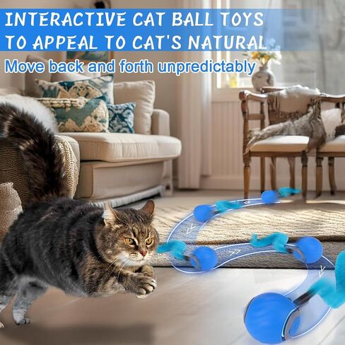 Dr. Fluffyyes ™ Interactive Cat Toy Ball-كرة قابلة للتنشيط بالحركة ، مع إعادة شحن USB مع غطاء مضاد للخلع و 2 ذيول قابلة للتغيير-لعبة الإثراء الداخلية الممتعة للقطط والقطط النشطة (Orange) in Kuwait