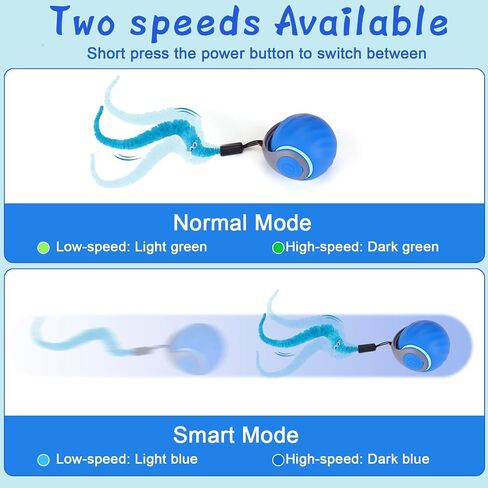 Dr. Fluffyyes ™ Interactive Cat Toy Ball-كرة قابلة للتنشيط بالحركة ، مع إعادة شحن USB مع غطاء مضاد للخلع و 2 ذيول قابلة للتغيير-لعبة الإثراء الداخلية الممتعة للقطط والقطط النشطة (Orange) in Kuwait