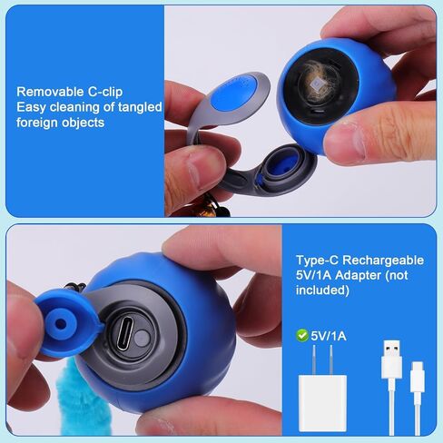 Dr. Fluffyyes ™ Interactive Cat Toy Ball-كرة قابلة للتنشيط بالحركة ، مع إعادة شحن USB مع غطاء مضاد للخلع و 2 ذيول قابلة للتغيير-لعبة الإثراء الداخلية الممتعة للقطط والقطط النشطة (Orange) in Kuwait