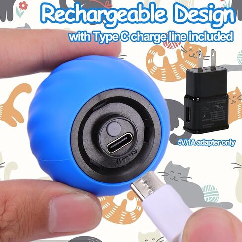 Dr. Fluffyyes ™ Interactive Cat Toy Ball-كرة قابلة للتنشيط بالحركة ، مع إعادة شحن USB مع غطاء مضاد للخلع و 2 ذيول قابلة للتغيير-لعبة الإثراء الداخلية الممتعة للقطط والقطط النشطة (Orange) in Kuwait