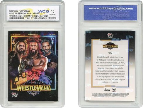2025 WWE Topps Rollins/Reigns/CM Punk WrestleMania LV Card #WM2 - GEM GEM Mint 10 in Saudi Arabia