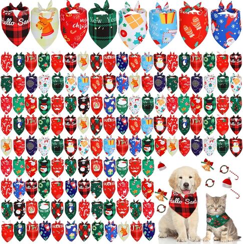 Sanwuta 180 قطعة عيد ميلاد الكلب Bandanas Bulk Xmas Dog Bibs Holiday Pet Assume Assime Christmas Triangle Dickf in Saudi Arabia