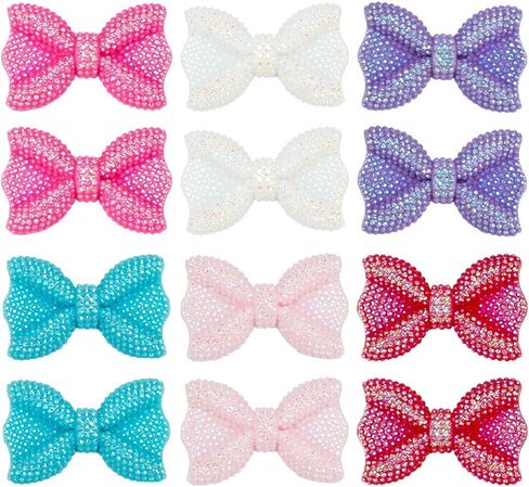 ph pandahall 6 ألوان راتنجات القوس كابوشونات 12pcs قوس الراين القوس cabochon bowknot تزيين flatback راتنج السحر بريق AB حبات ملونة لمقاطع الشعر القصاصات المجوهر in Saudi Arabia