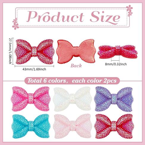 ph pandahall 6 ألوان راتنجات القوس كابوشونات 12pcs قوس الراين القوس cabochon bowknot تزيين flatback راتنج السحر بريق AB حبات ملونة لمقاطع الشعر القصاصات المجوهر in Saudi Arabia