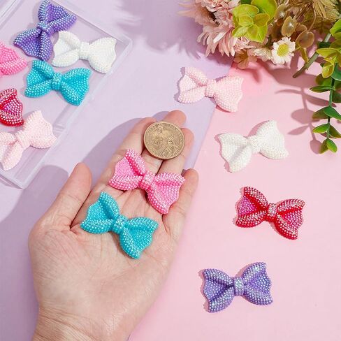 ph pandahall 6 ألوان راتنجات القوس كابوشونات 12pcs قوس الراين القوس cabochon bowknot تزيين flatback راتنج السحر بريق AB حبات ملونة لمقاطع الشعر القصاصات المجوهر in Saudi Arabia