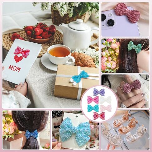 ph pandahall 6 ألوان راتنجات القوس كابوشونات 12pcs قوس الراين القوس cabochon bowknot تزيين flatback راتنج السحر بريق AB حبات ملونة لمقاطع الشعر القصاصات المجوهر in Saudi Arabia