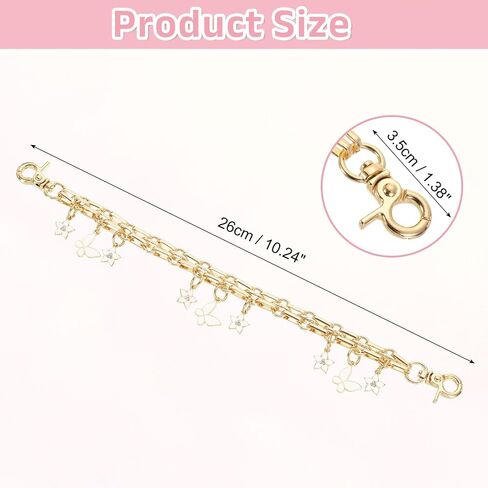 uxcell 1pcs 10 "حزام سلسلة موسع المحفظة ، سحر إكسسوارات حقيبة للنساء تعامل مع الديكور بديل مع قلادة الفراشة الزهور ، الأرجواني in Saudi Arabia