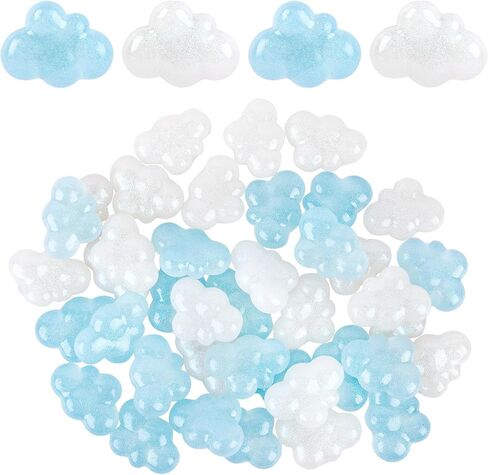 Framendino ، 40 Pack Flat Back Cloud Cabochons 1inch Glitter Resins Clouds Chilishments Cute Iridescent Charms for Scrapbooking DIY Crafts (White ، Blue) in Saudi Arabia