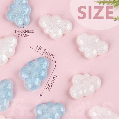 Framendino ، 40 Pack Flat Back Cloud Cabochons 1inch Glitter Resins Clouds Chilishments Cute Iridescent Charms for Scrapbooking DIY Crafts (White ، Blue) in Saudi Arabia