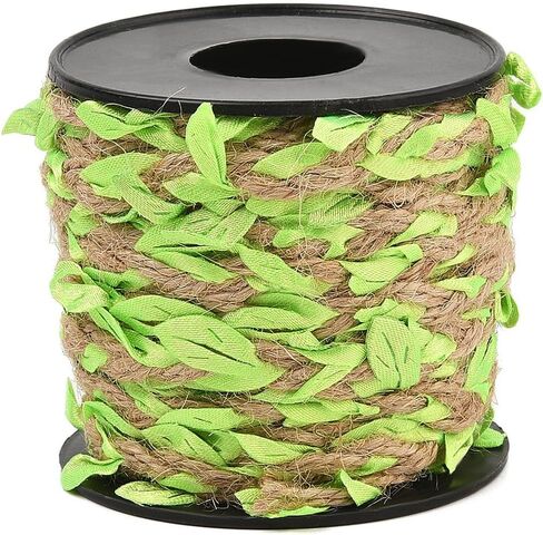 33 Feet 2MM Leaf Burlap Ribbon Artificial Leaves Vine String Orange Ribbons with Fall Leaves Rattan Rope Creative Braided Jute Twine Roll for Crafting Hanging Wall Decoration Garland Making in Saudi Arabia