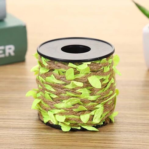 33 Feet 2MM Leaf Burlap Ribbon Artificial Leaves Vine String Orange Ribbons with Fall Leaves Rattan Rope Creative Braided Jute Twine Roll for Crafting Hanging Wall Decoration Garland Making in Saudi Arabia