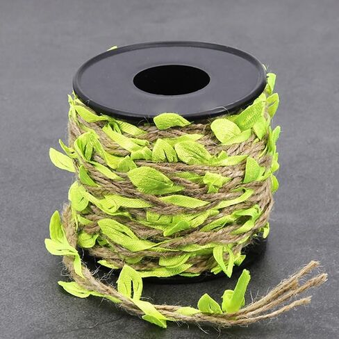 33 Feet 2MM Leaf Burlap Ribbon Artificial Leaves Vine String Orange Ribbons with Fall Leaves Rattan Rope Creative Braided Jute Twine Roll for Crafting Hanging Wall Decoration Garland Making in Saudi Arabia