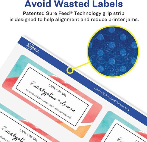 Avery Glossy Clear Rectangle Labels, Sure Feed Technology, 2" x 3.5", 80 Glossy Clear Labels, Print-to-The-Edge, Laser/Inkjet Printable in Kuwait