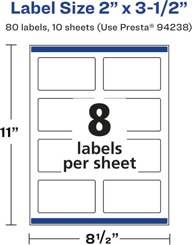 Avery Glossy Clear Rectangle Labels, Sure Feed Technology, 2" x 3.5", 80 Glossy Clear Labels, Print-to-The-Edge, Laser/Inkjet Printable in Kuwait