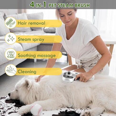 Pet Steam Brush for Cat and Dog,4-in-1 Grooming Tool with 2 Water Spray,Cat Hair Brush for Long & Short Haired Pets,Dog Brush for Shedding Easy to Clean in Kuwait