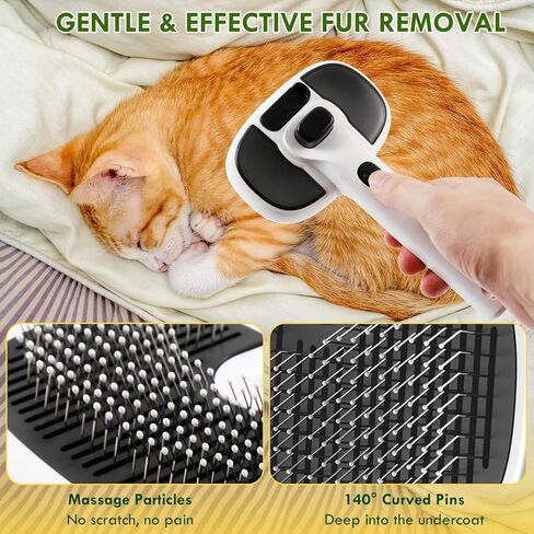 Pet Steam Brush for Cat and Dog,4-in-1 Grooming Tool with 2 Water Spray,Cat Hair Brush for Long & Short Haired Pets,Dog Brush for Shedding Easy to Clean in Kuwait