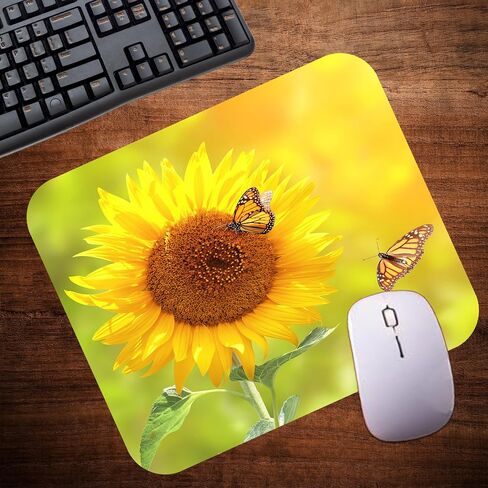 Floral Pattern Flower Mouse Pad Mat Mousepad for Desk Computer Laptop PC Gaming Home or Office Gift for Her Flowers (Sunflower MP99) in Kuwait