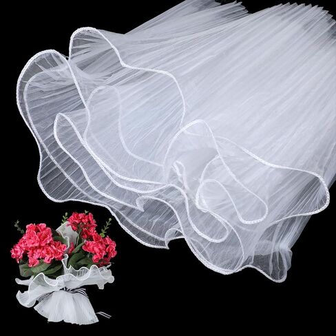 4 Yards Flower Wrapping Mesh Paper, Flower Wrapping Paper Wrinkled Wavy Net Yarn Bouquet Papers Bouquets Floral Packaging Mesh for Bouquet Wedding Anniversary DIY Flowers Shop(Black) in Saudi Arabia