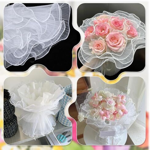 4 Yards Flower Wrapping Mesh Paper, Flower Wrapping Paper Wrinkled Wavy Net Yarn Bouquet Papers Bouquets Floral Packaging Mesh for Bouquet Wedding Anniversary DIY Flowers Shop(Black) in Saudi Arabia