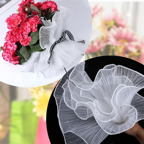 4 Yards Flower Wrapping Mesh Paper, Flower Wrapping Paper Wrinkled Wavy Net Yarn Bouquet Papers Bouquets Floral Packaging Mesh for Bouquet Wedding Anniversary DIY Flowers Shop(Black) in Saudi Arabia