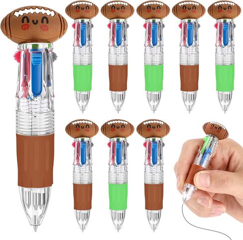 15 PCS Football Party Favors Football Smile Multicolor Pare Pens قابلة للسحب 4 في 1 لصالح طلاب الحفلات الرياضية المدرسية المكتبية in Saudi Arabia