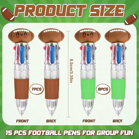 15 PCS Football Party Favors Football Smile Multicolor Pare Pens قابلة للسحب 4 في 1 لصالح طلاب الحفلات الرياضية المدرسية المكتبية in Saudi Arabia