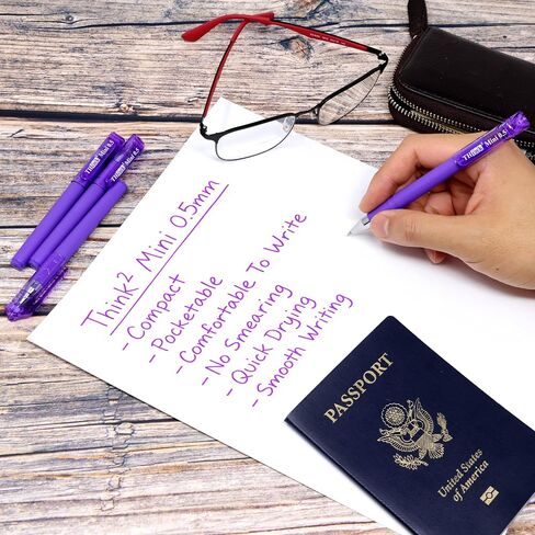 THINK2MASTER [24 Pens - Purple Ink Think2 0.5mm Pocketable Mini Gel Pens. (24 Purple) Fine Point Small Rollerball Pens with Smooth Quick Drying Ink. in Saudi Arabia