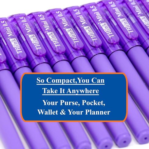THINK2MASTER [24 Pens - Purple Ink Think2 0.5mm Pocketable Mini Gel Pens. (24 Purple) Fine Point Small Rollerball Pens with Smooth Quick Drying Ink. in Saudi Arabia