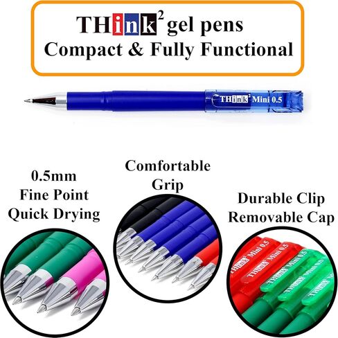 THINK2MASTER [24 Pens - Purple Ink Think2 0.5mm Pocketable Mini Gel Pens. (24 Purple) Fine Point Small Rollerball Pens with Smooth Quick Drying Ink. in Kuwait
