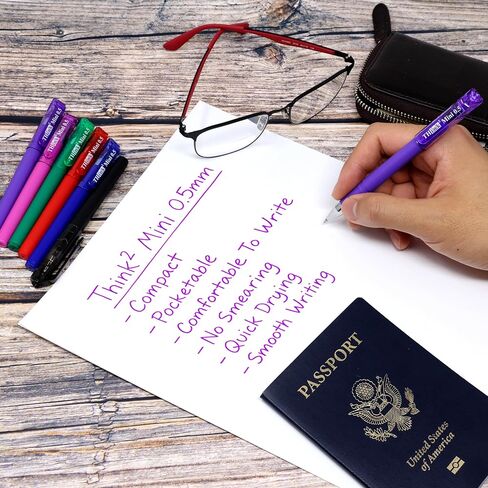 THINK2MASTER [24 Pens - Purple Ink Think2 0.5mm Pocketable Mini Gel Pens. (24 Purple) Fine Point Small Rollerball Pens with Smooth Quick Drying Ink. in Kuwait